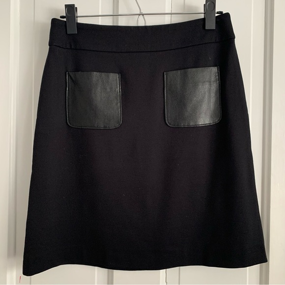 Nordstrom black ponte & faux leather skirt with vegan patch pockets by Halogen - Picture 5 of 14